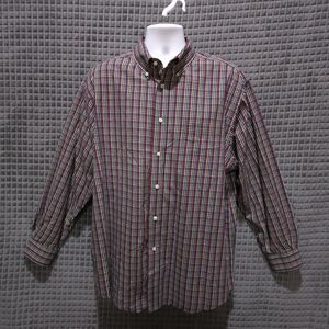 Button Long Sleeve Collared Shirt MensXL Colorful Plaid Lightweight Cotton Dress